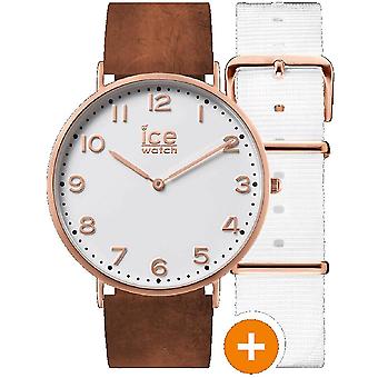 Ice-city Quartz Analog Unisex Watch with CHL Cowskin Bracelet. A.WHI.41.N.15