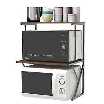 3 Tier Dark Walnut Printer Stand with Storage, Durable Black Frame MultiPurpose Rack for Office or Kitchen