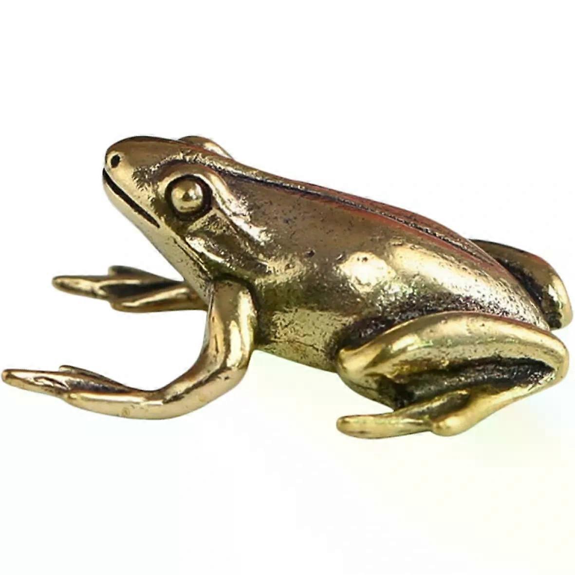 Solid Brass Frog Statue Figurine for Home Table Decor