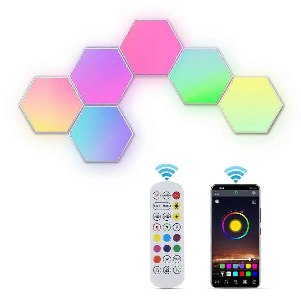 Hexagon Wall Lamp / LED Lamp in 6 Modules - Remote Controlled 1-Pack