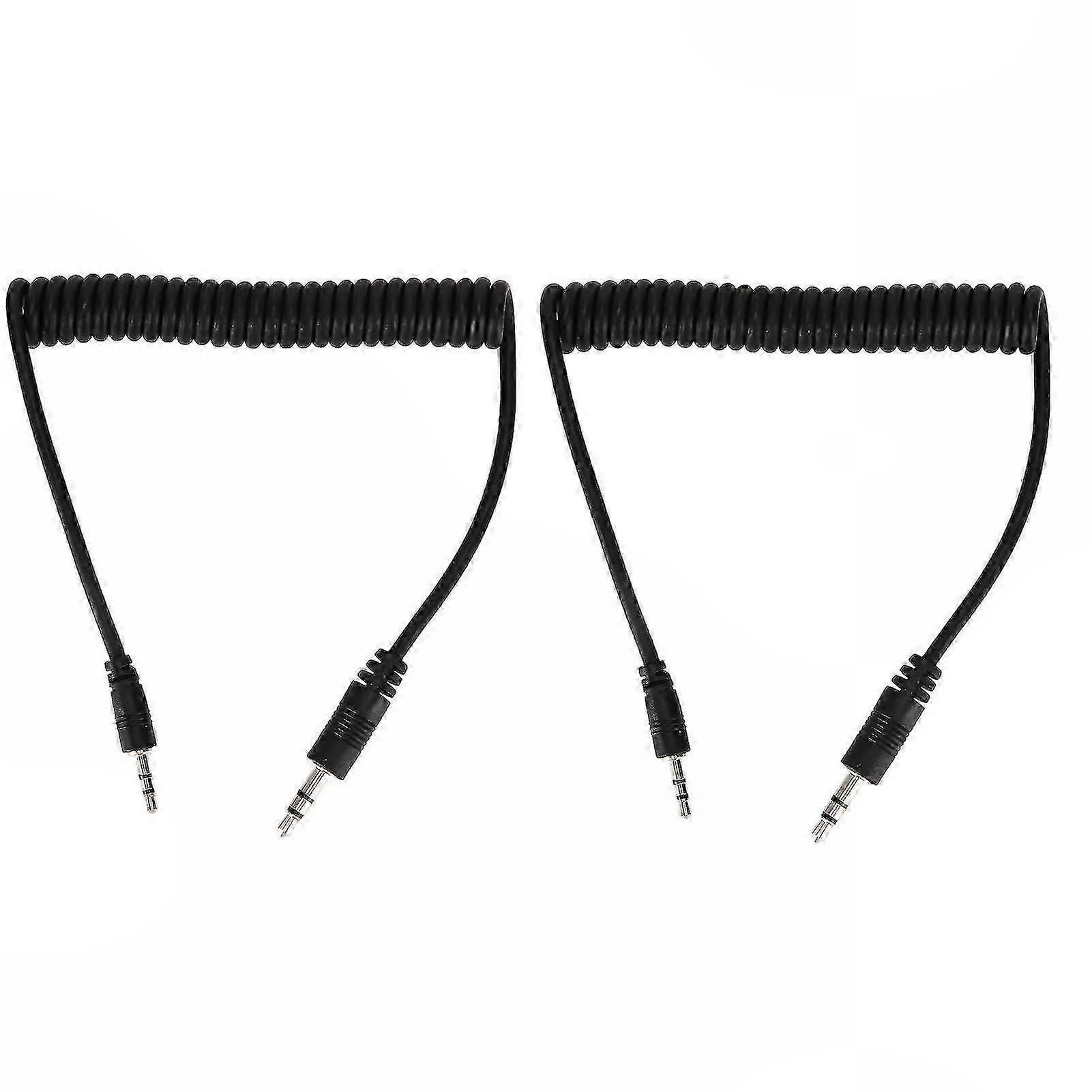 Coiled Flash Sync Cable 3.5mm to Male C1, 2 Pcs Camera Trigger Cord Compatible with EOS 70D