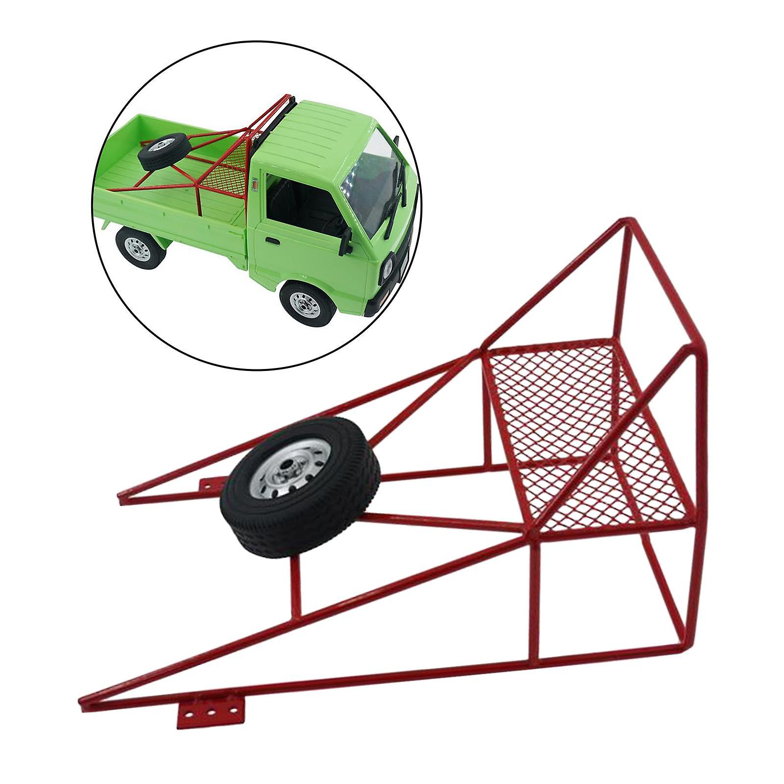 Hinterer Eimerüberrollkäfig mit Ersatzreifen für WPL D12 RC LKW PKW Teile Schwarz