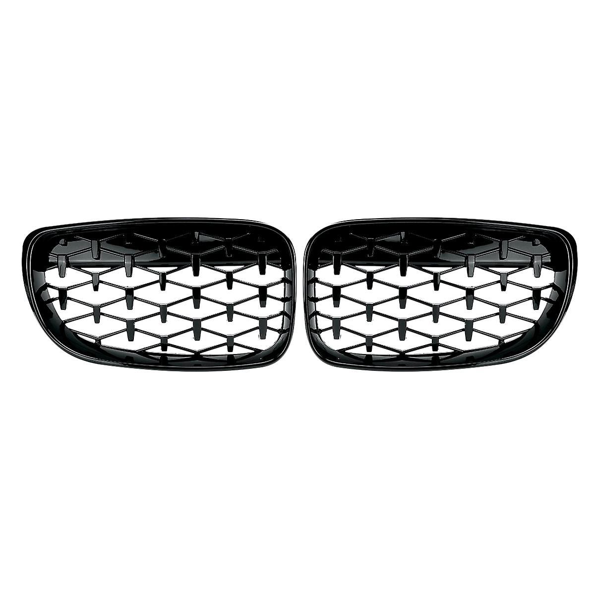 2X Front Kidney Diamond Meteor Grille Grills for - 1 Series E81 E82 E87 E88 2007-2013 Racing Grills