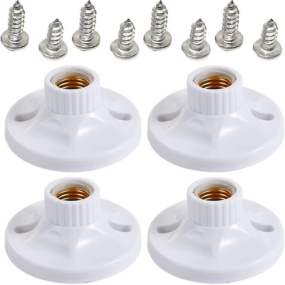Beibei - 4pcs E27 Screw Cap Socket White Ceiling Light Lamp White Ceramic