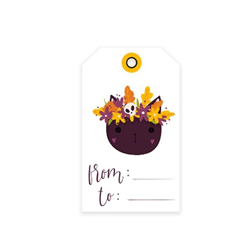 2X100pcs White Cowhide Hanging Card Halloween Paper Tags With Hemp Rope