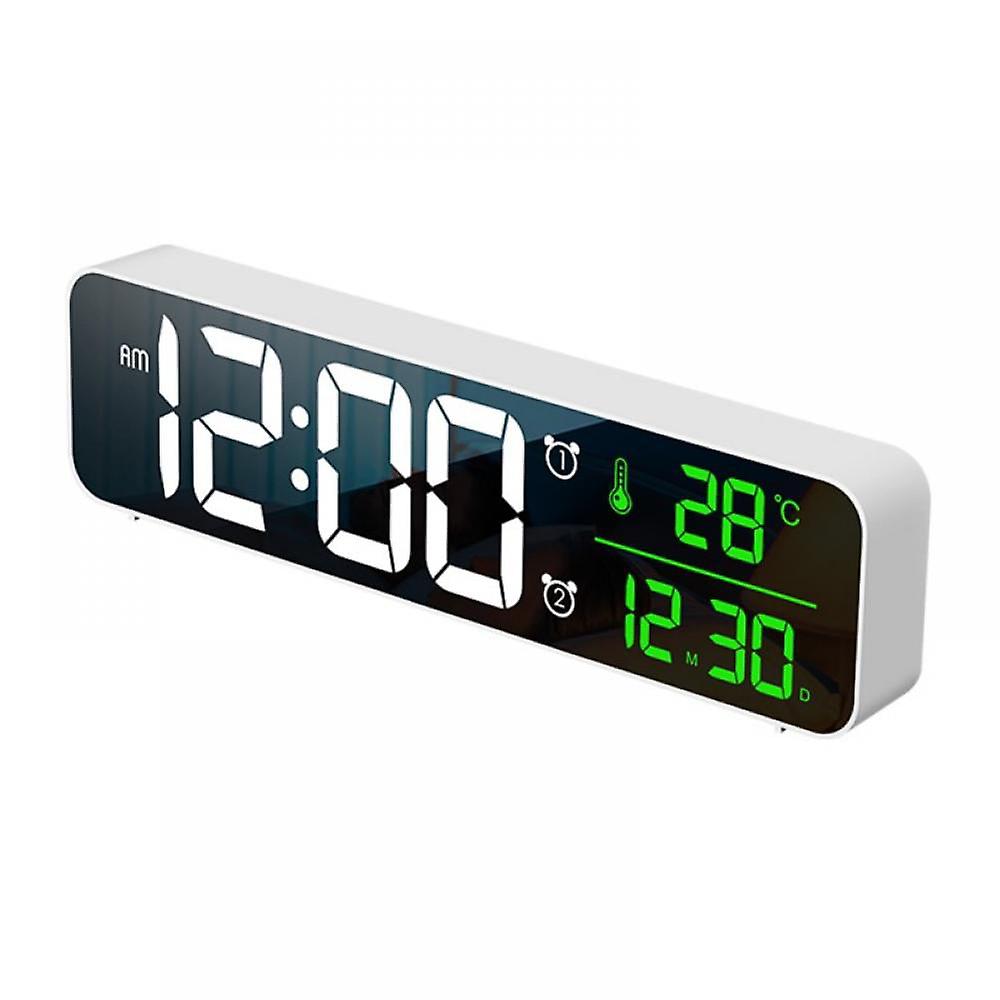 LED Digital Alarm Clock with USB Charger, Large White Display, Full Brightness Dimmer, Compatible with Bedside Use