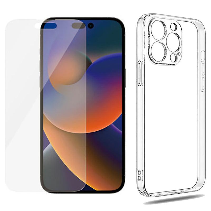 For Apple Iphone 14 Pro Clear Phone Case Cover And Soft Film Screen Protector