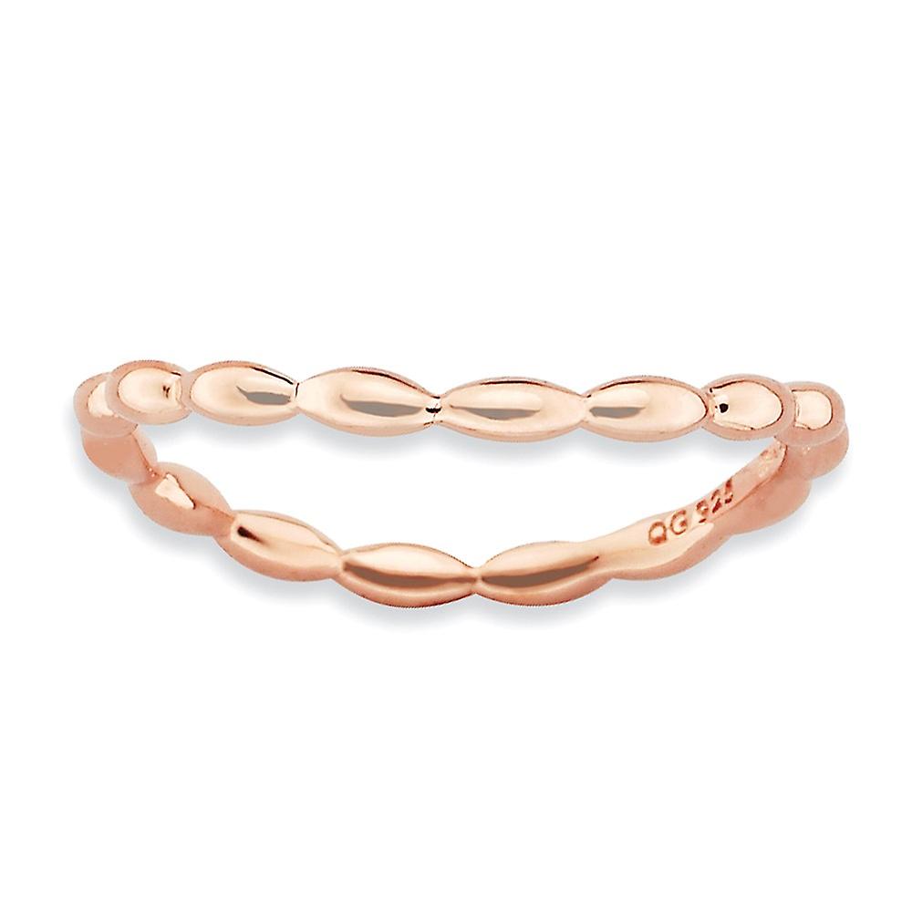 1.5mm 925 Sterling Silver Patterned Stackable Polished Pink Plate Wave Ring Stackable Ring for Women - Ring Size: 5 to 1