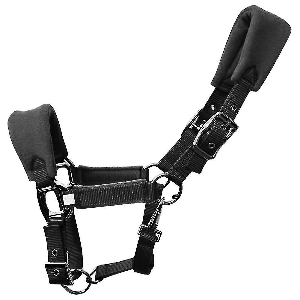 Black L Double Layered Fleece Padded Horse Halter Practical Adjustable Strap