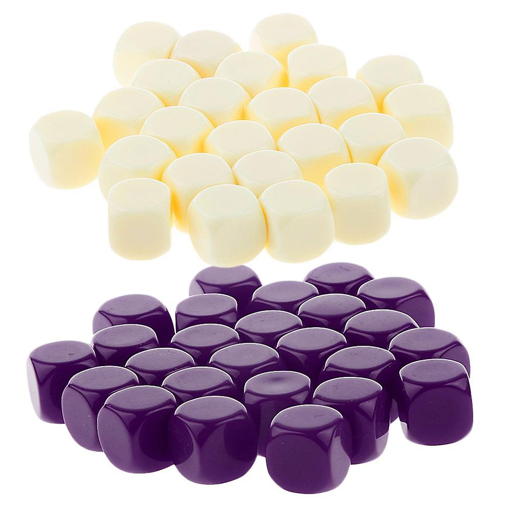 50 Pieces D6 Opaque White Dice For D U0026 D Rpg Mtg Party Games Purple+beige