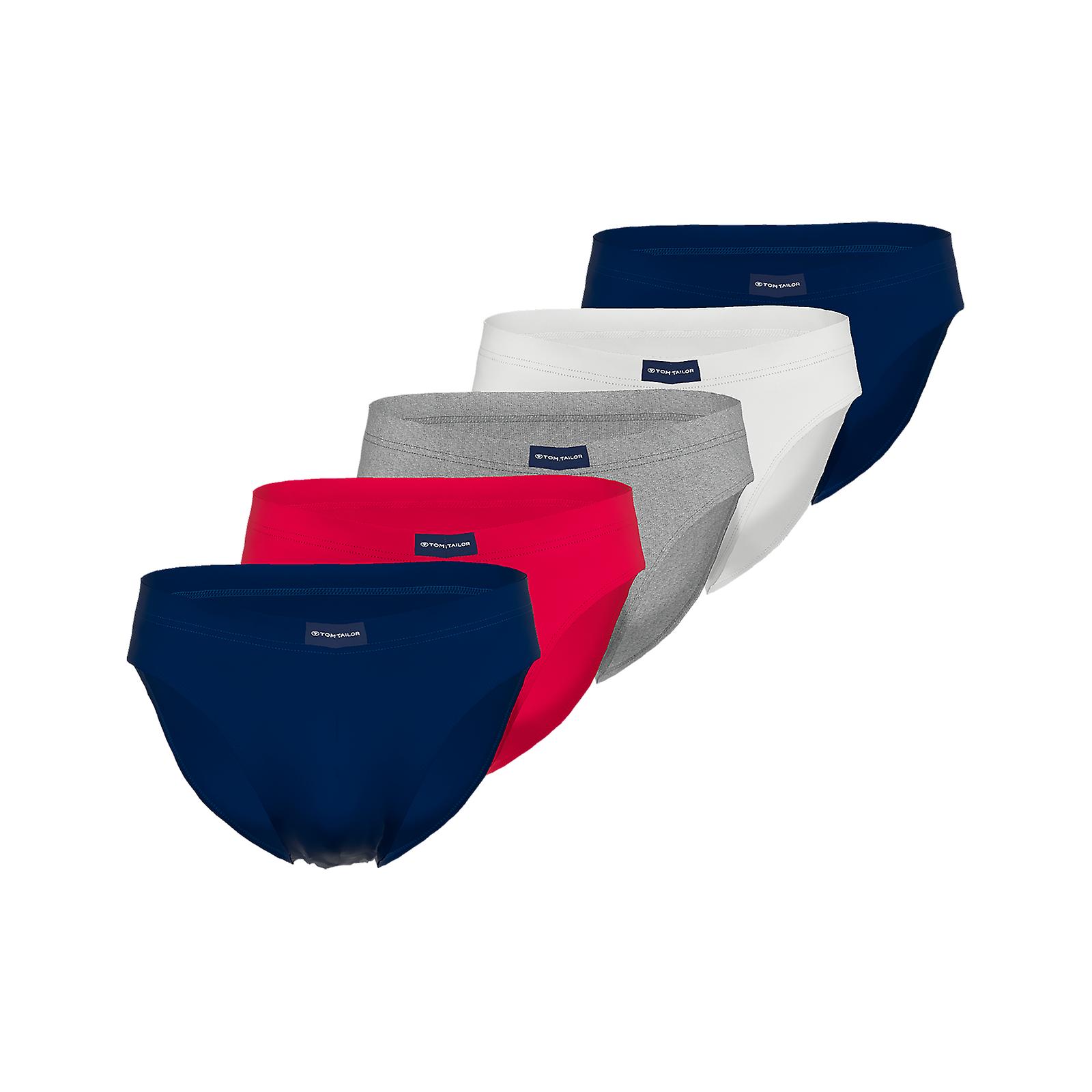 Tom Tailor Menns Mini Truser 5 Pack Bomull Slip - Navy / rød / hvit