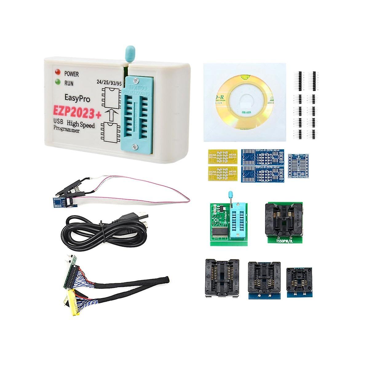 EZP2023+ High-Speed SPI FLASH Programmer Full Set+12 Adapters Support 24/25/93/95 EEPROM Bios 25T80