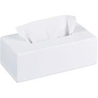 Relaxdays Taschentuchbox, Taschentuchspender Bad, Küche, Bambusholz, HLP: 7,5 x 24 x 12 cm, Weiß