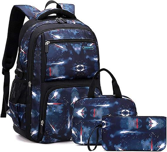 Heytea Zaino per ragazzi della scuola elementare per adolescenti con astuccio per matite per scatola da pranzo Galaxy Print Durable Schoolbag per r...
