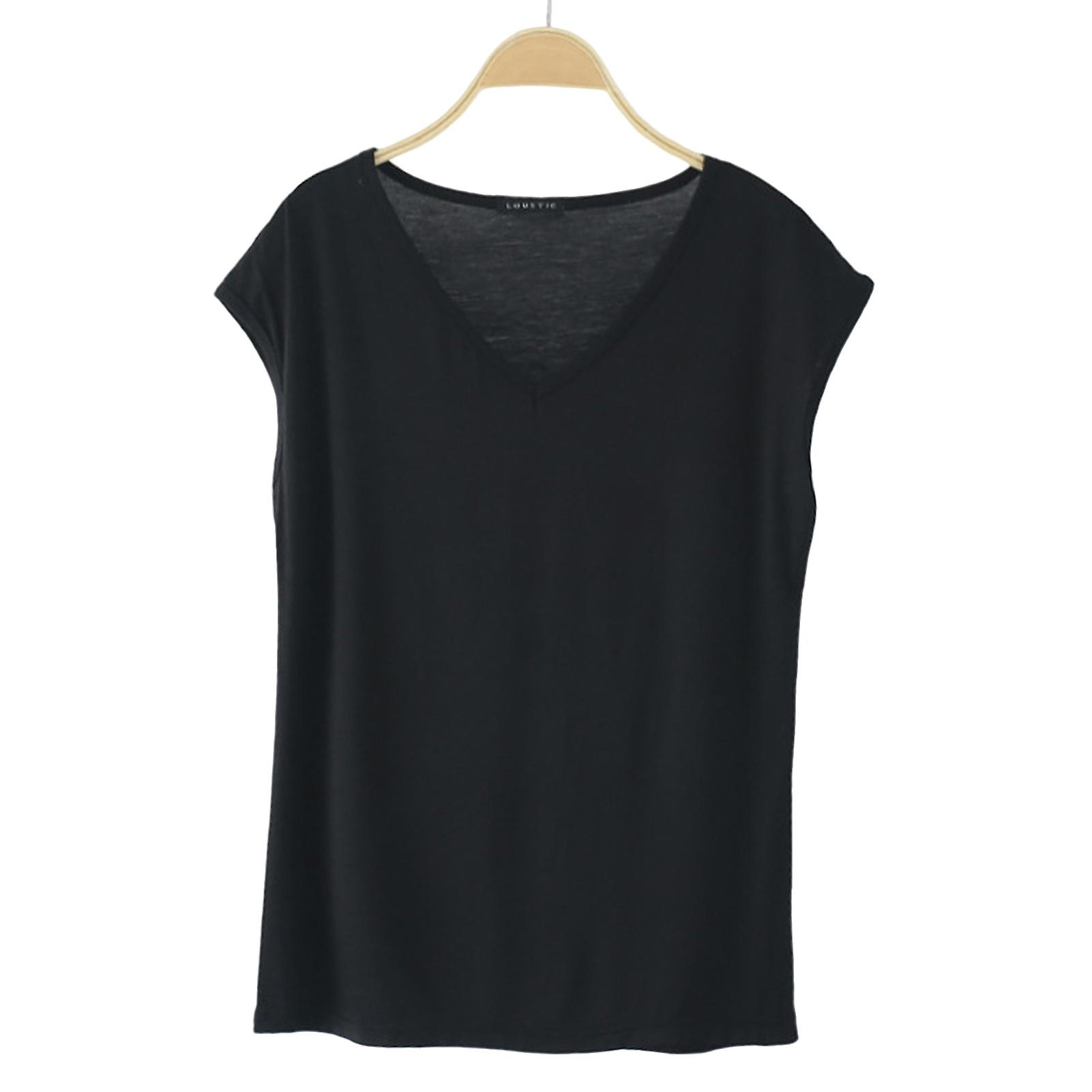 Women's Short Sleeve T-shirt V Neck Basic Tee Loose Fit Casual Shirt