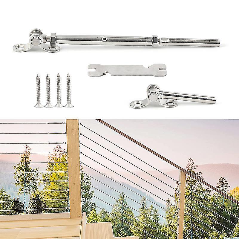 6 Set Cable Railing Kit 1/8quot; Swage Toggle Turnbuckle Hardware Angle 180adjustable T316 Stainless