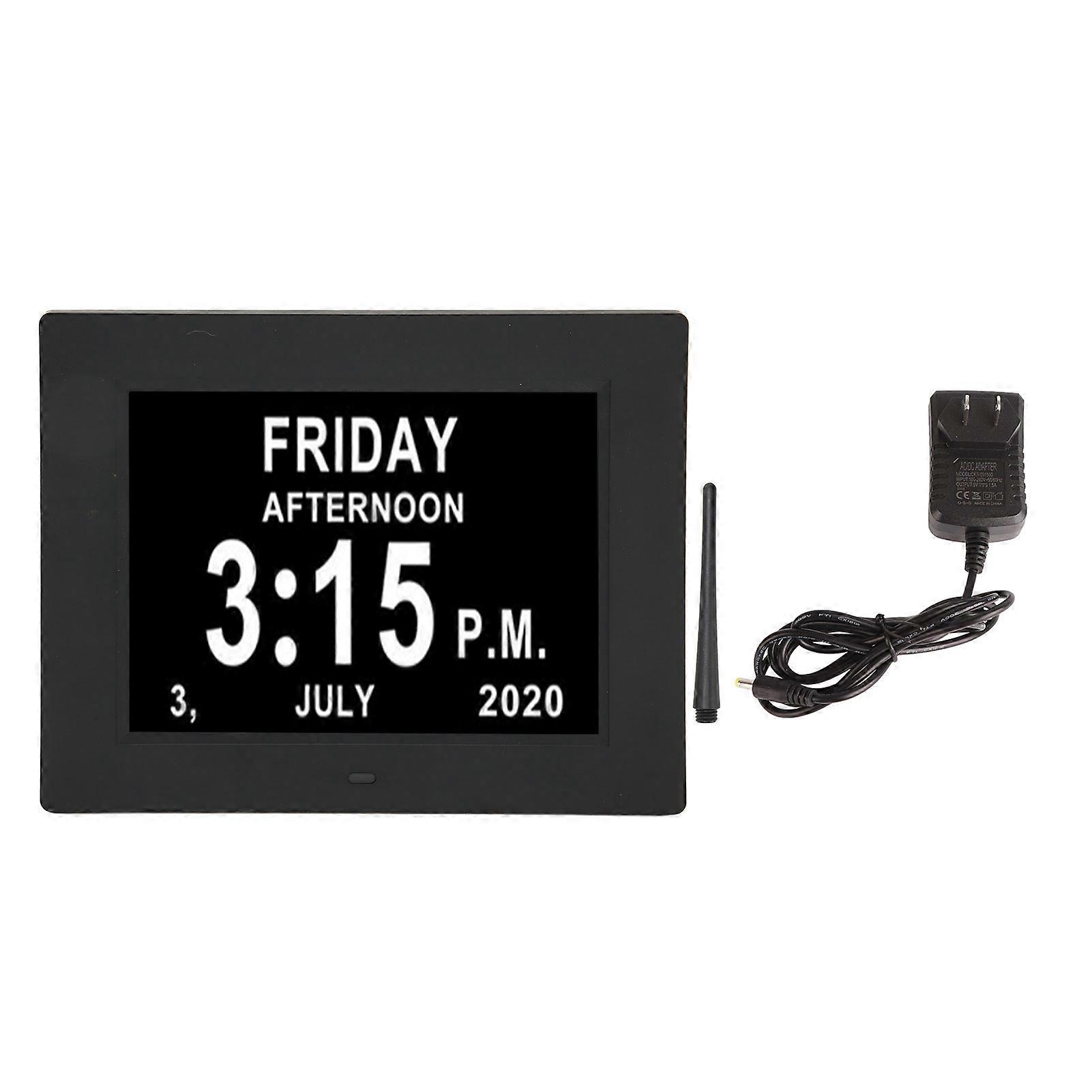 7" HD Digital Day Clock for Seniors with Auto Dimming and 12 Alarm Modes, US Plug