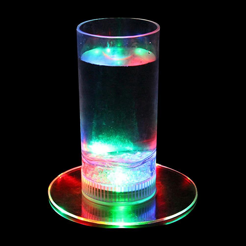Transparent Luminous Coaster Round LED Cup Mat Drinking Glass Luminous Mat