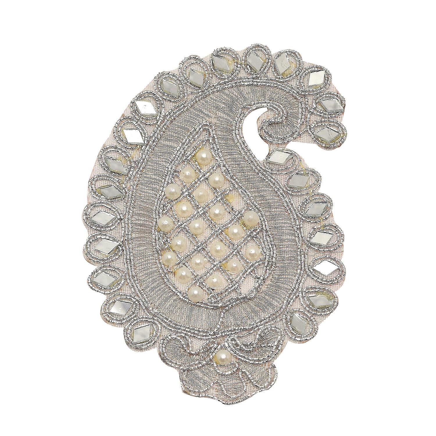 Pearl Embroidered Motif Patch For Women's