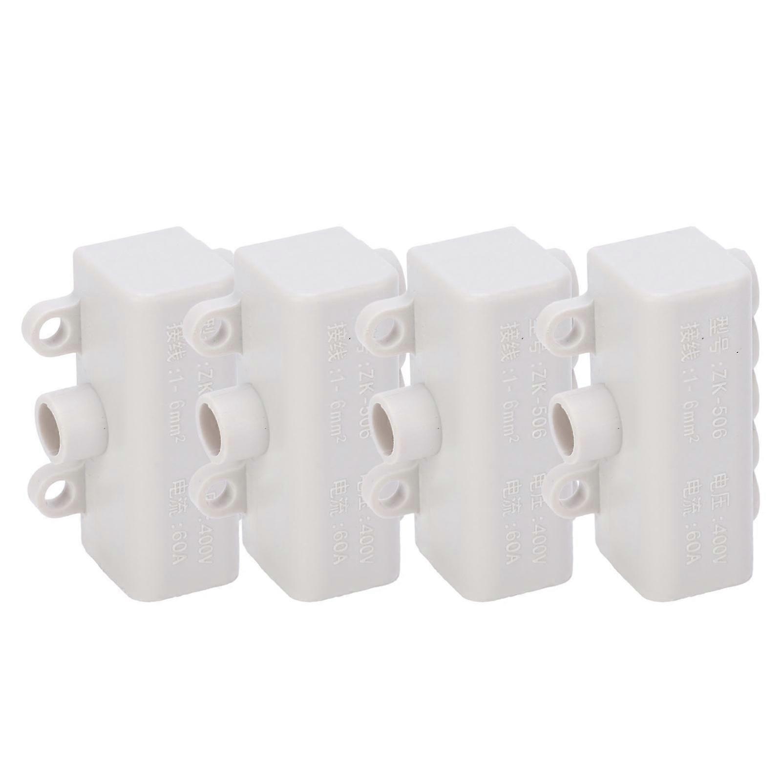 4Pcs HighPower Main Splitter TShape Wiring Terminal Block Industrial Connector 400V 60A(1-in 4-out(ZK-506) )