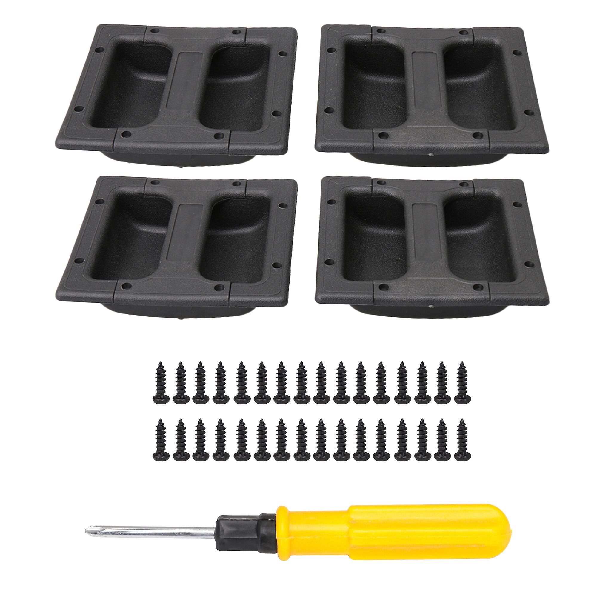 2 Pcs Recessed Amplifier Handle 5.83Inchx5.51Inchx1.57Inch Black with Screwdriver