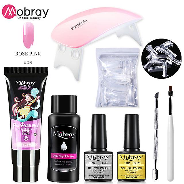 Poly Nail Gel Set 6w Led Lamp Full Manicure Set Quick Extension Nail Kit Gel Building Polygels Set For Nails Tool Kit