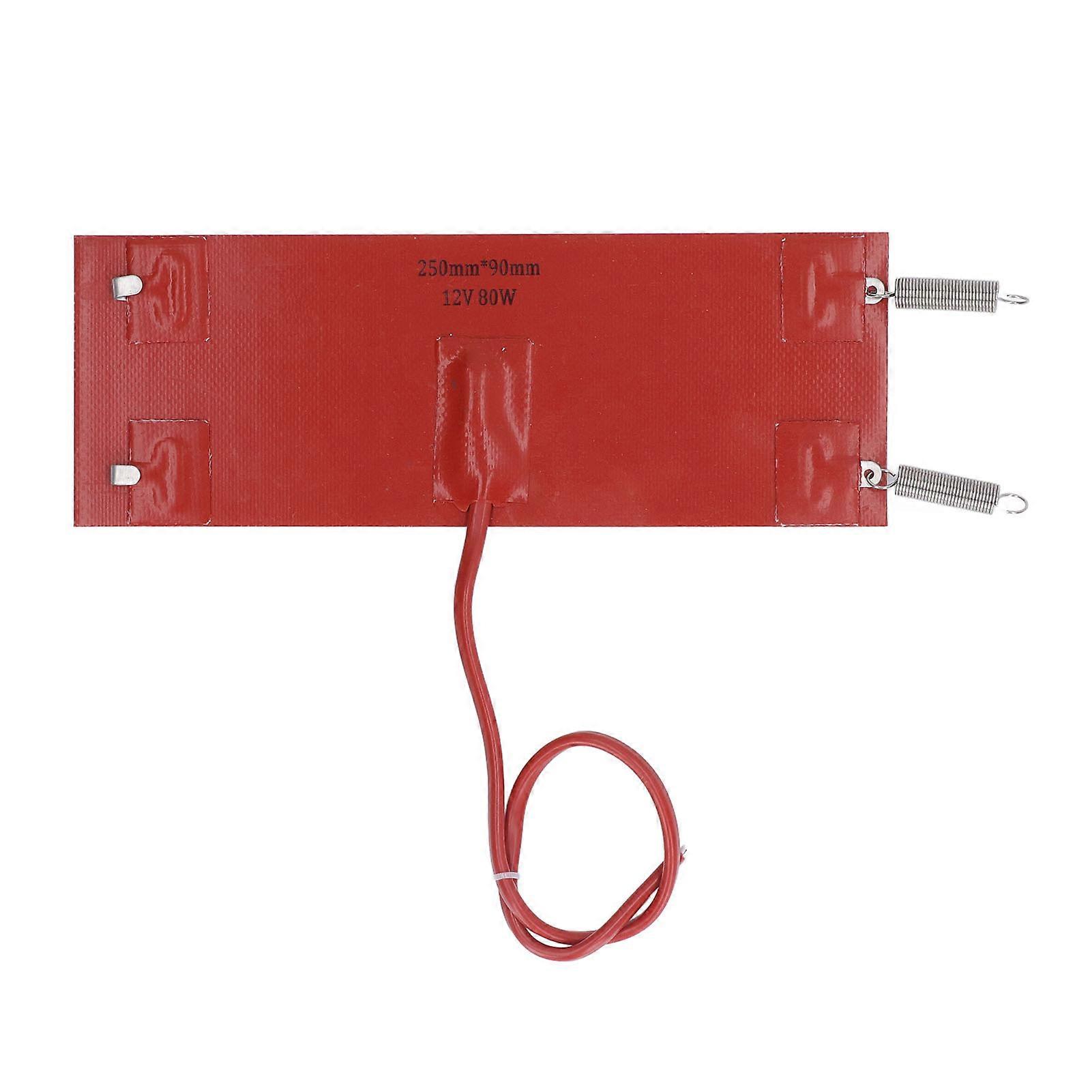 Silicone Heating Pad, Effective Insulation and Waterproof for Automotive Machinery, 80W, 250mm x 90mm, 12V DC