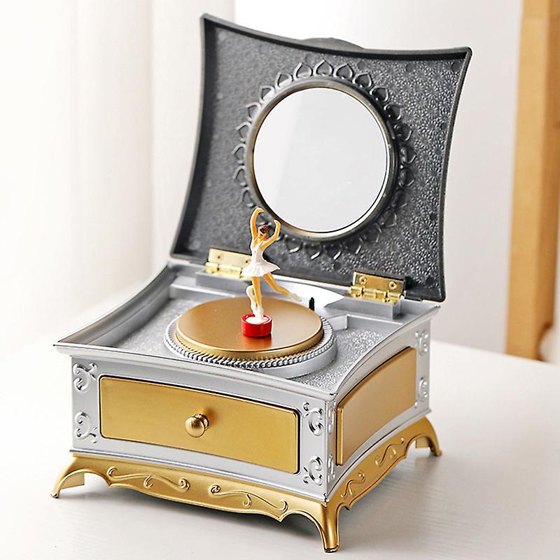 Classical Rotating Dancer Ballerina Piano Music Box Jewelry Organizer Ballerina Wind-Up Music Box Storage Organizer With Mirror