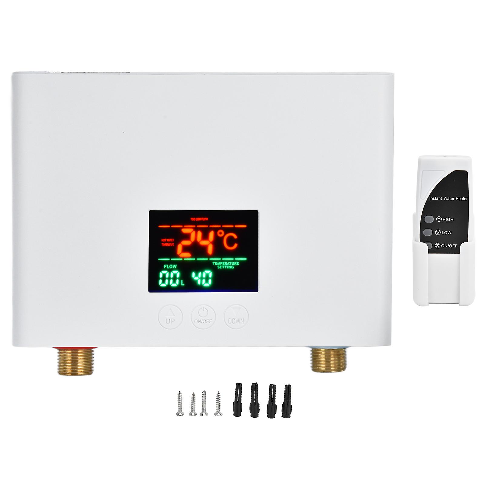 5500W Tankless Instant Electric Instant Water Heater with Touch Panel Remote Control for Kitchen Bathroom 30‑55℃ 220V