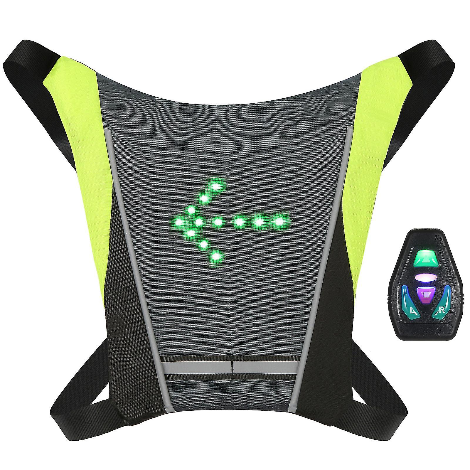 Led Turn Signal Bike Pack Usb Rechargeable Reflective Vest Backpack With Direction Indicator Safety Led Backpack Wireless Remote Control Bicycle Bag S