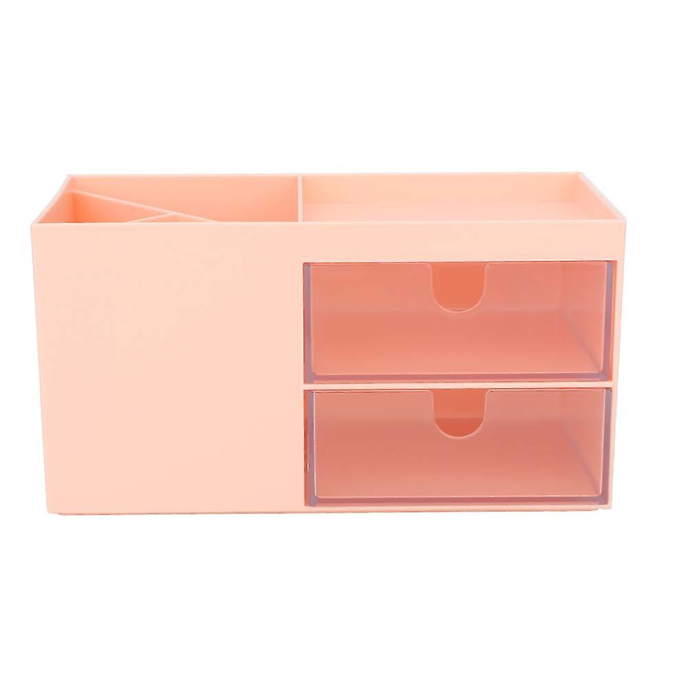 Desktop Multi Function Drawer Jewelry Stationery Storage Box Container Holder Office Home(Pink )