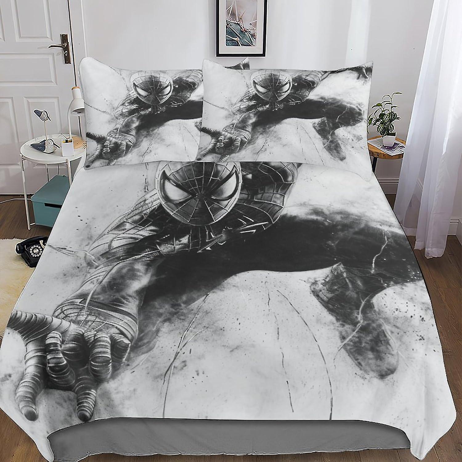 DSJackson Spider-Man 3D Print Quilt Cover 3 Pieces Movies Film Duvet Cover Bedding Set with Microfiber with Hidden Zipper Closure with Pillowcases Kid