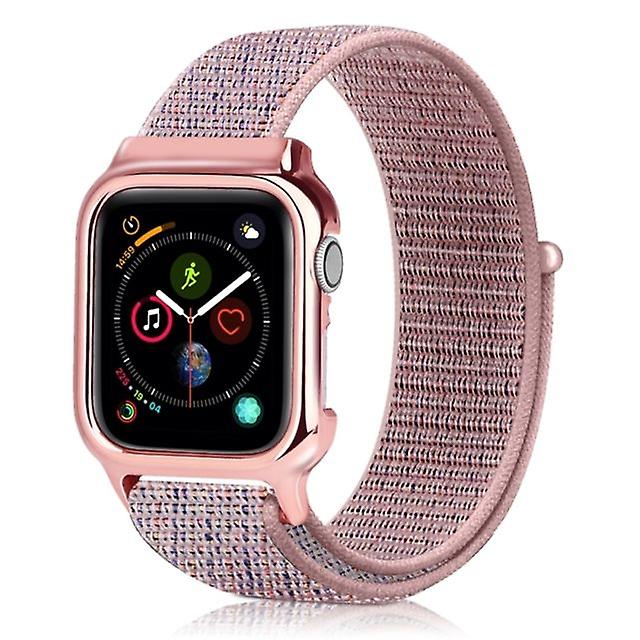 Simple nylon watchband with bezel for Apple Watch series 4 40 mm pink