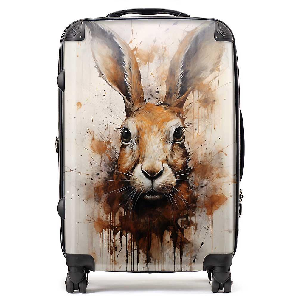 Watercolour Hare Face Suitcase
