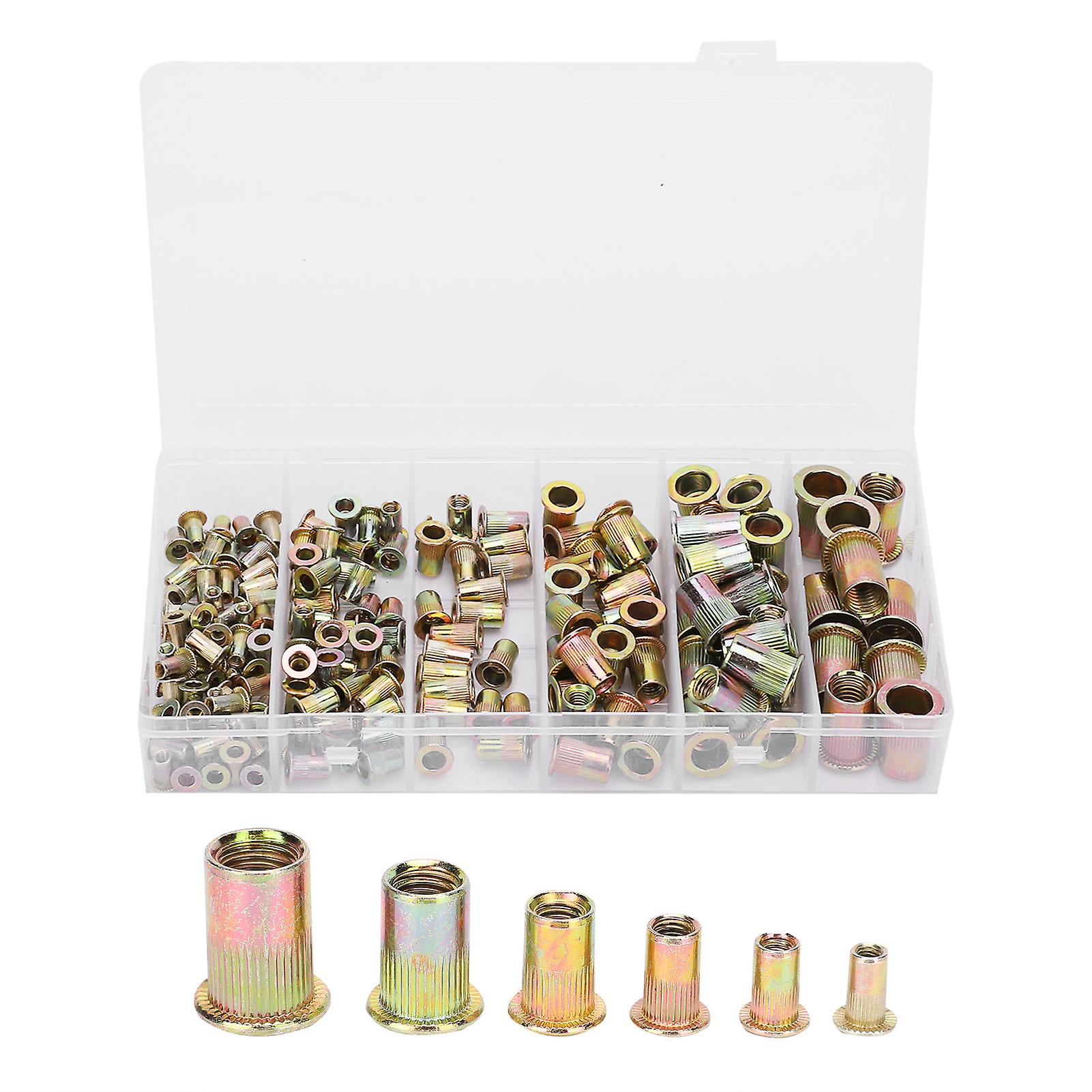 170pcs Galvanized Carbon Steel Rivet Nut Mixed M3/4/5/6/8/10 Insert Nutserts Assortment Kit