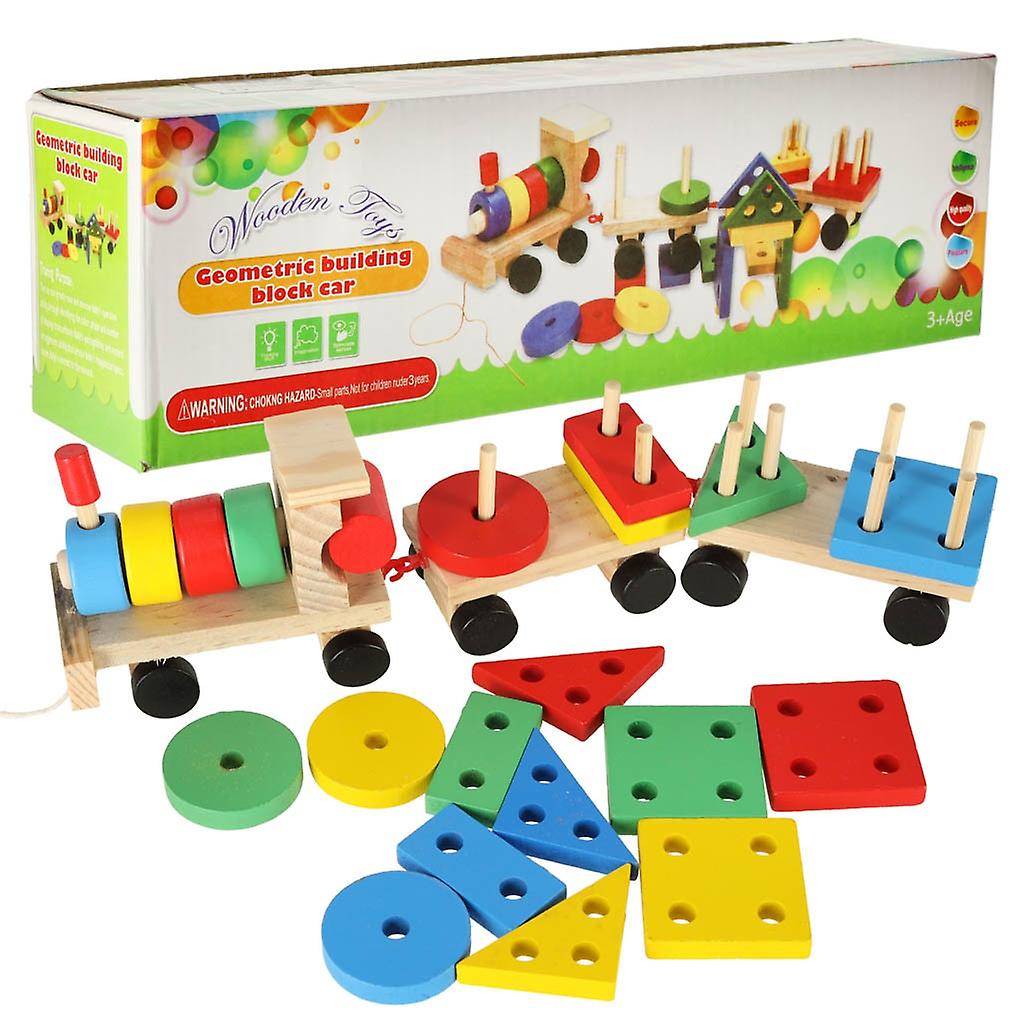 Wooden Sorter Dexterity Puzzle Train Locomotives + Wagons 30cm