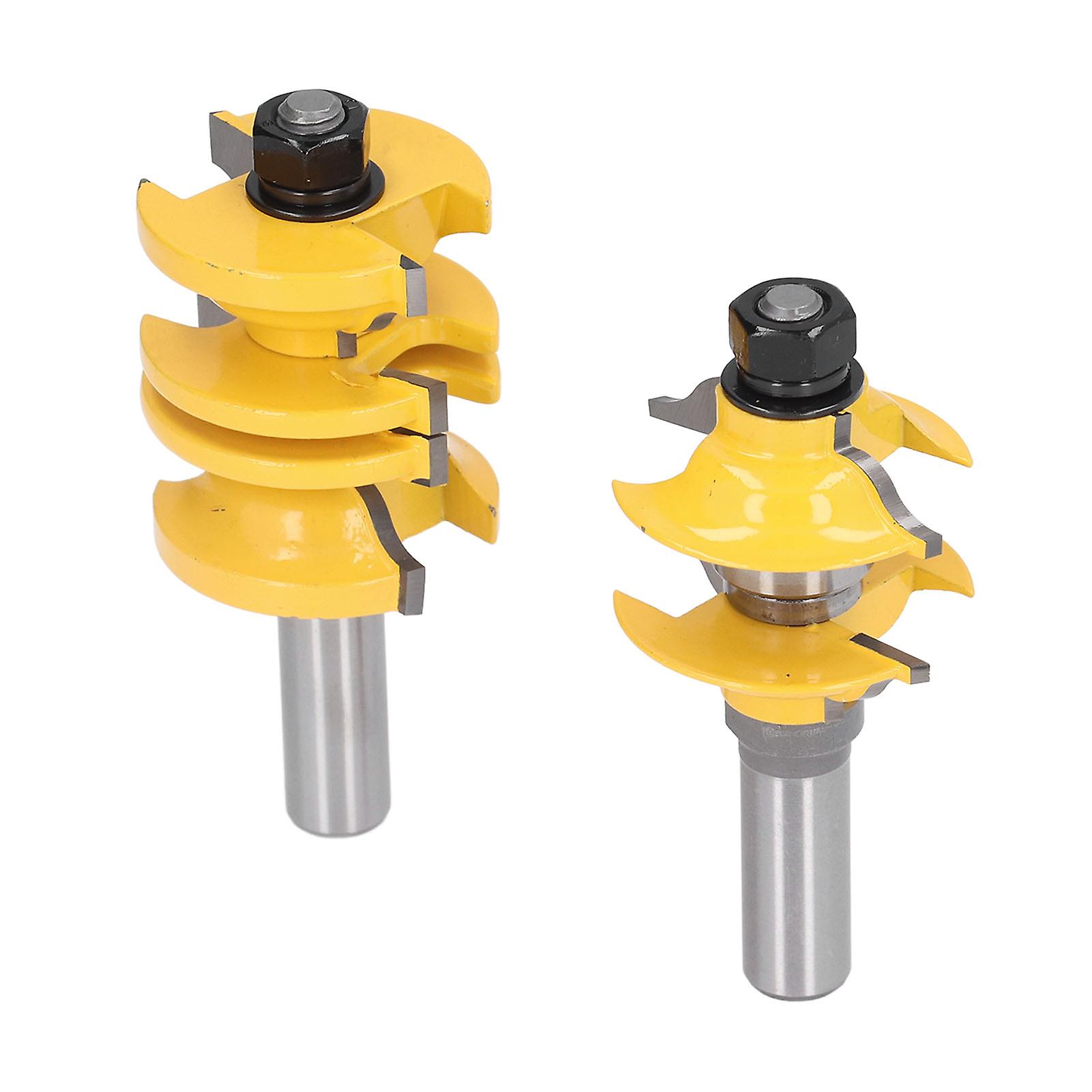 2Pcs/Set Entry Door Tenon Router Bit Carbon Steel Alloy Adjustable Stile Rail Milling Cutter 1/2in Shank