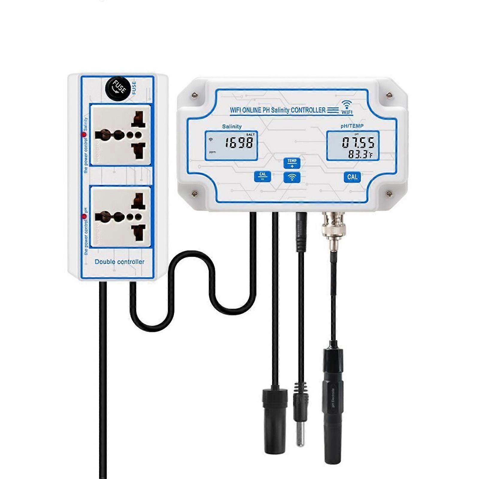 WIFI PH Salthalt Controller Mätare Akvarium Tank Havsvatten Salt Tester Monitor Set t
