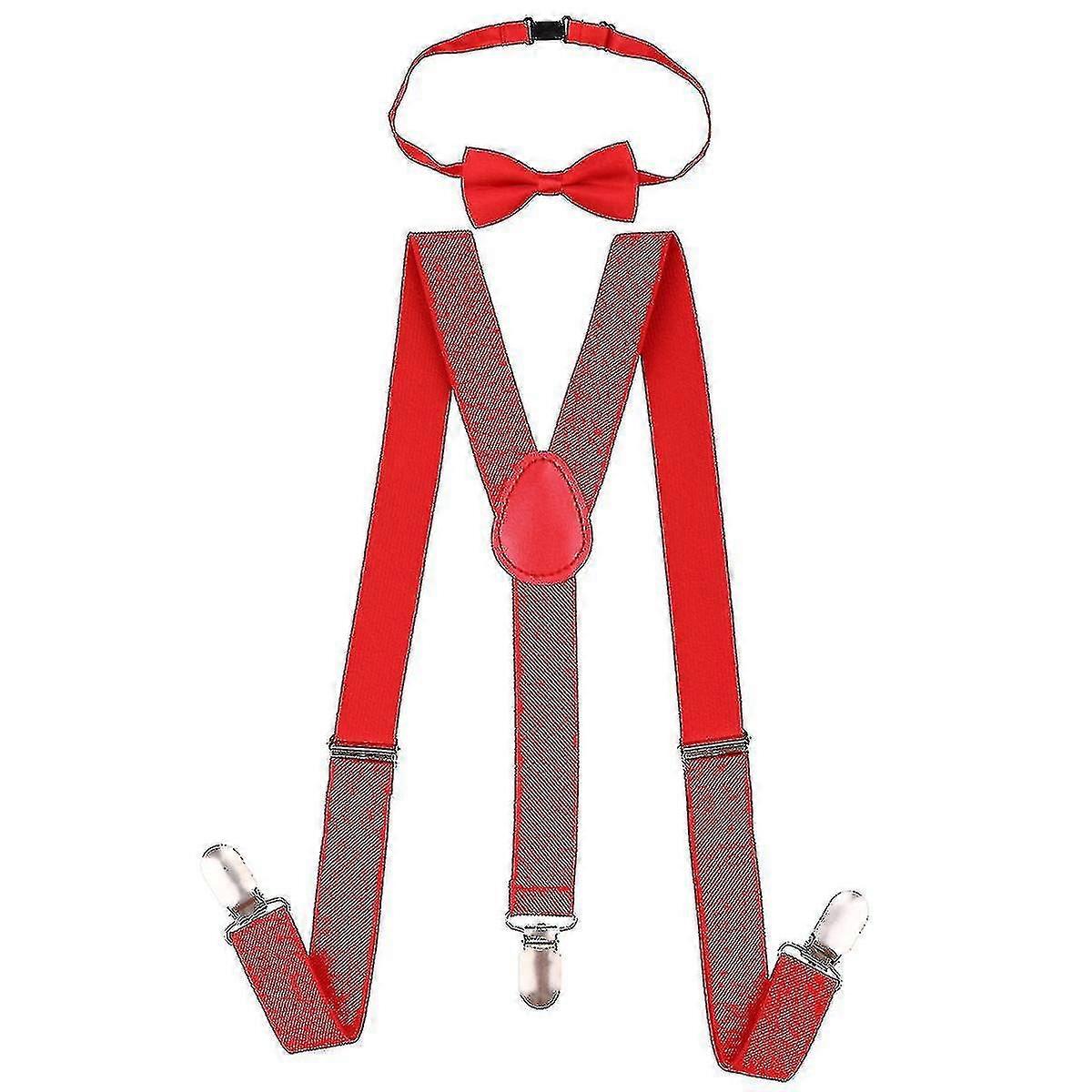 Kids Bow Tie And Adjustable Elastic Suspender Braces Compatible With Boys