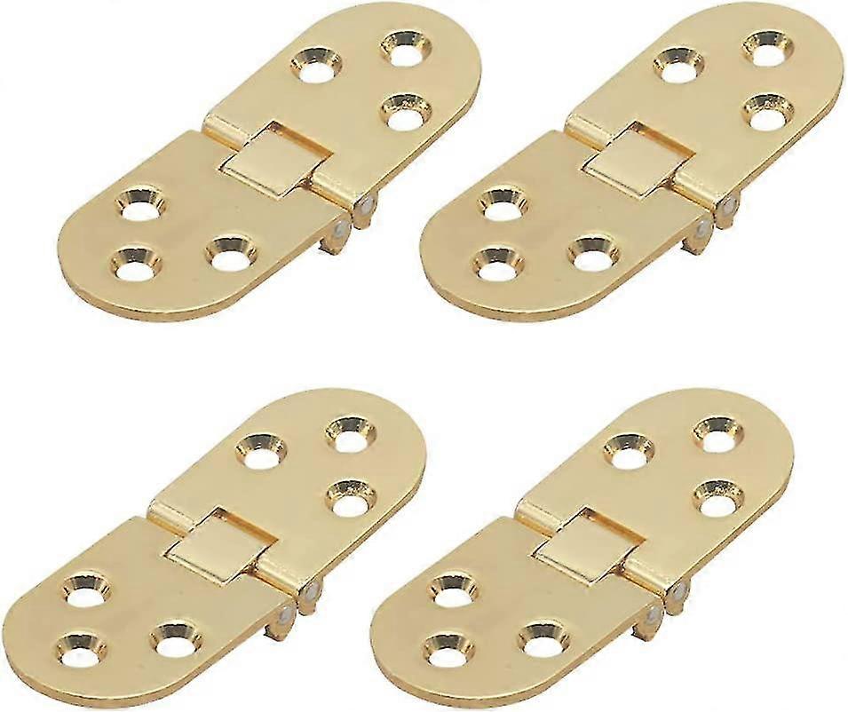 4pcs Folding Table Hinges,zinc Metal Round Edge Sewing Machine Furniture Flip Shelf Hinge(gold)