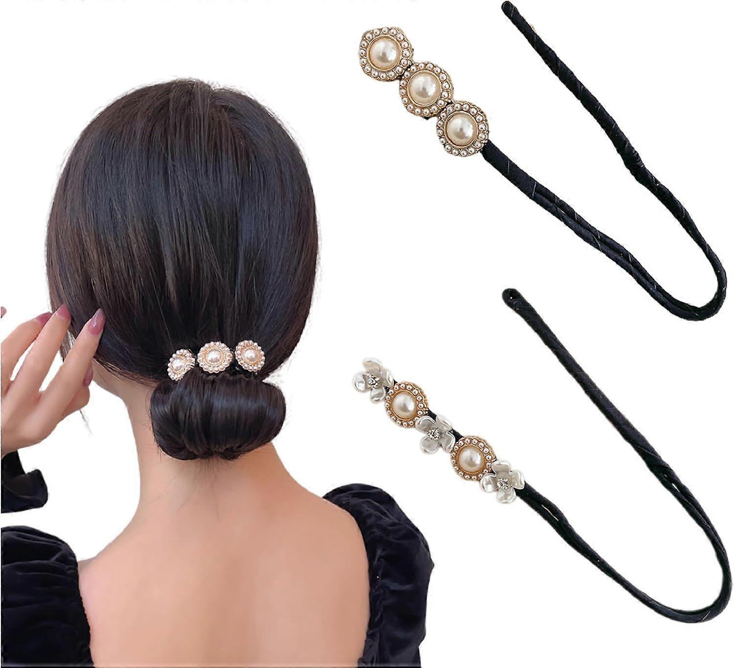 2 pices chignon magique, attaches pour chignon, chignon, coiffure machine chignon beignet, pinces cheveux en tissu, accessoires pour chignon, access