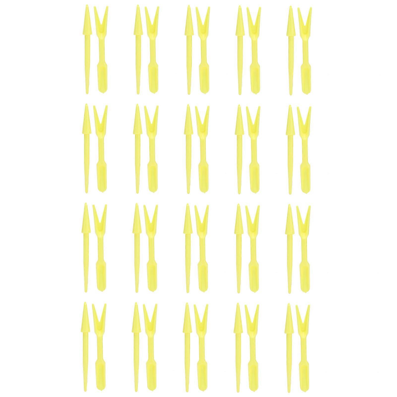 20Sets Small Seed Planter Strong Practicality Small Portable Comfortable to Use Seedling Remover for Vegetable PlantingYellow NO.4804