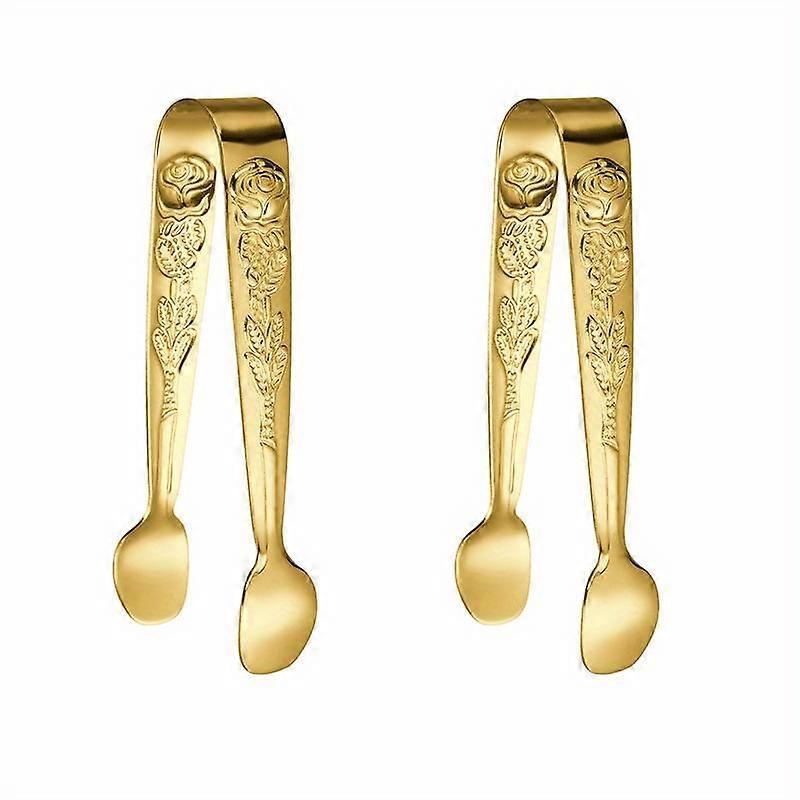 2PCS Mini Stainless Steel Serving Tongs - Durable & Rust-resistant for Sugar Cubes, Ice, Tea Parties, Appetizers & Desserts - Compact, Elegant Kitchen