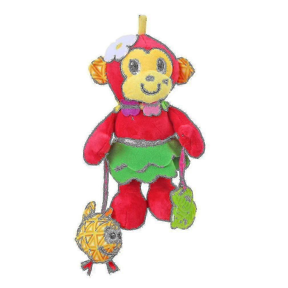 Hmwy-monkey Rattle Toys With Bell Bb Device Teether Plush Baby Hanging Toys Colorful Rattling Doll For In