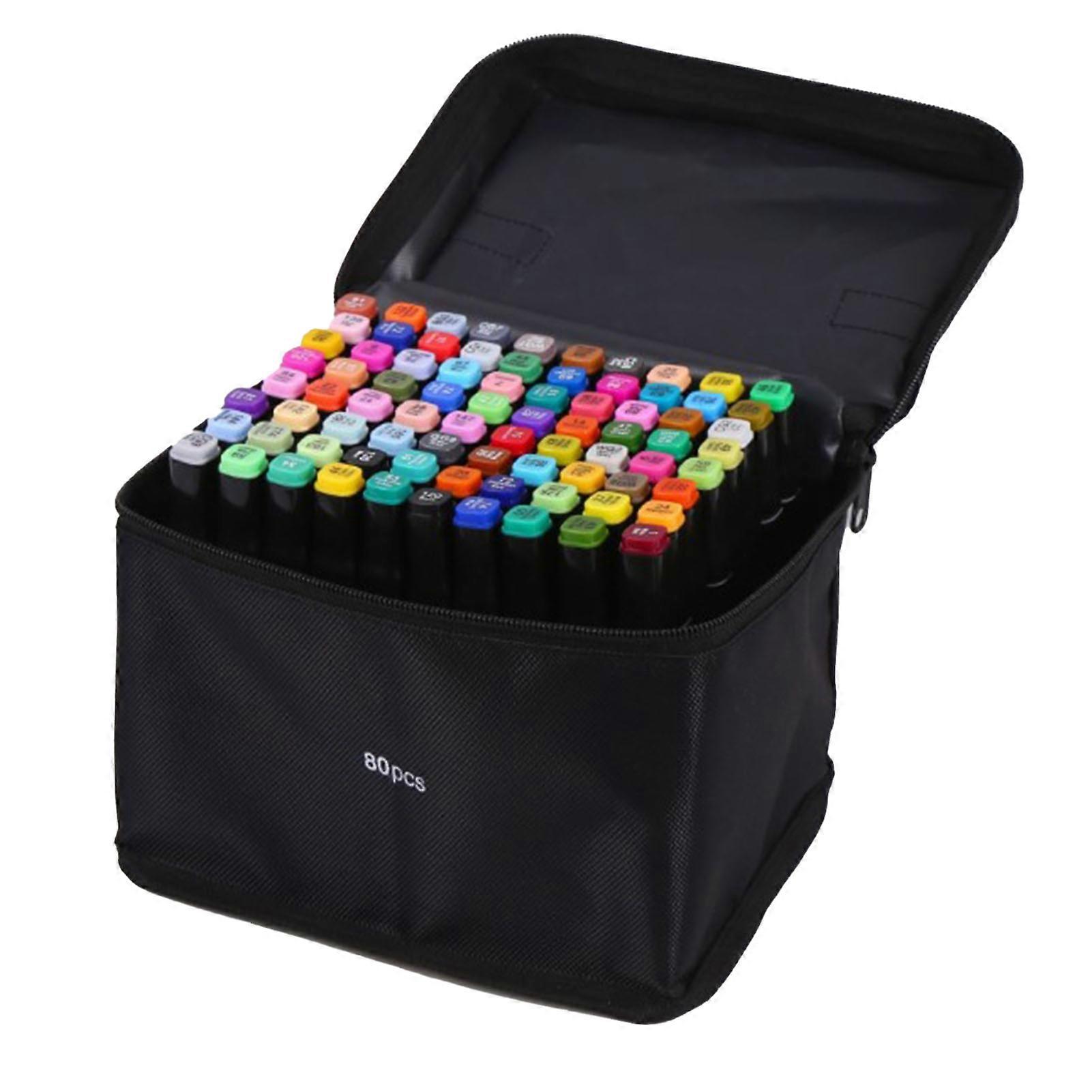 Double Tip Markers Kit Svart Pennkropp 80 Färger DIY Färgblandning Bärbara Konstmarkörer För Målning