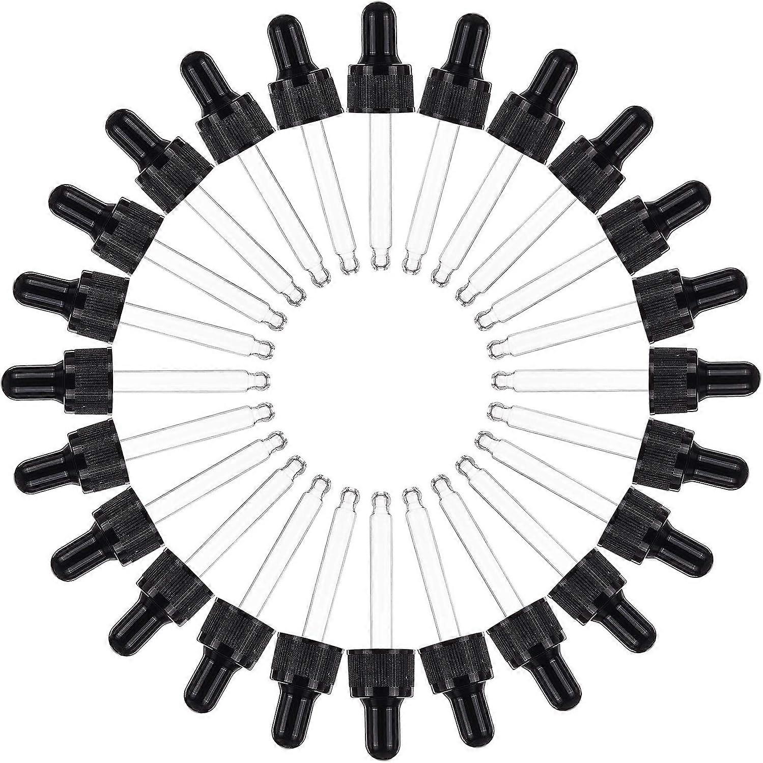 About 24sets 15ml Clear Straight Tip Glass Droppers with Rubber Bulb and Screw Cap for Glass Essential Oils Dropper Bottles