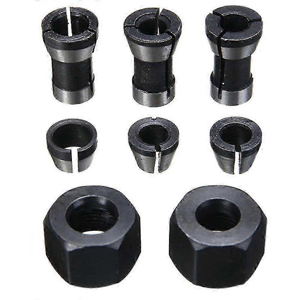 8pcs High Precision Adapter Collet Set 6mm/6.35mm/8mm Collet Chuck Engraving Trimming Machine Route Walkbee