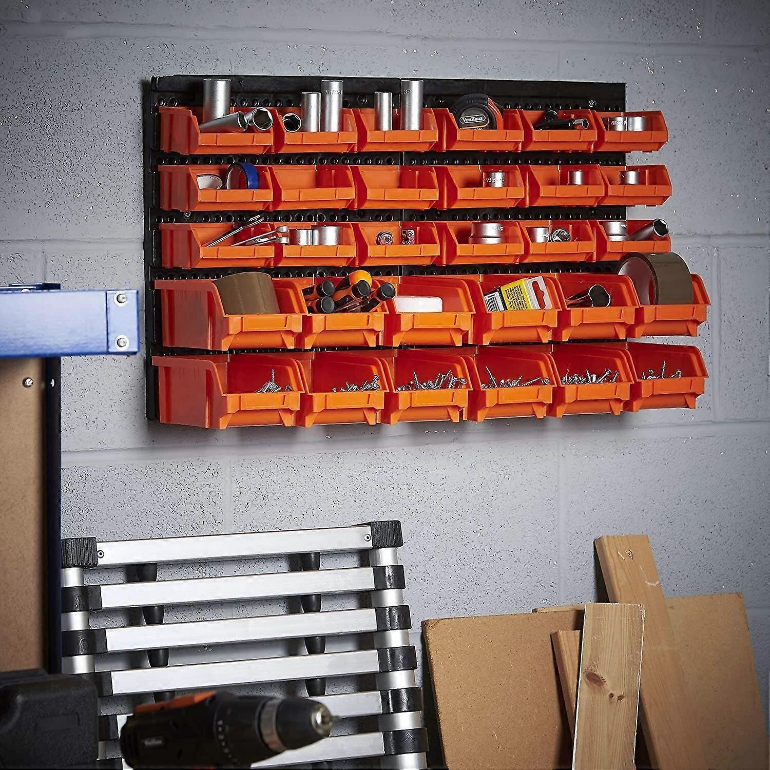 30 Pieces Storage Racks with 2 Wall Panels, ABS Material, Garage ...