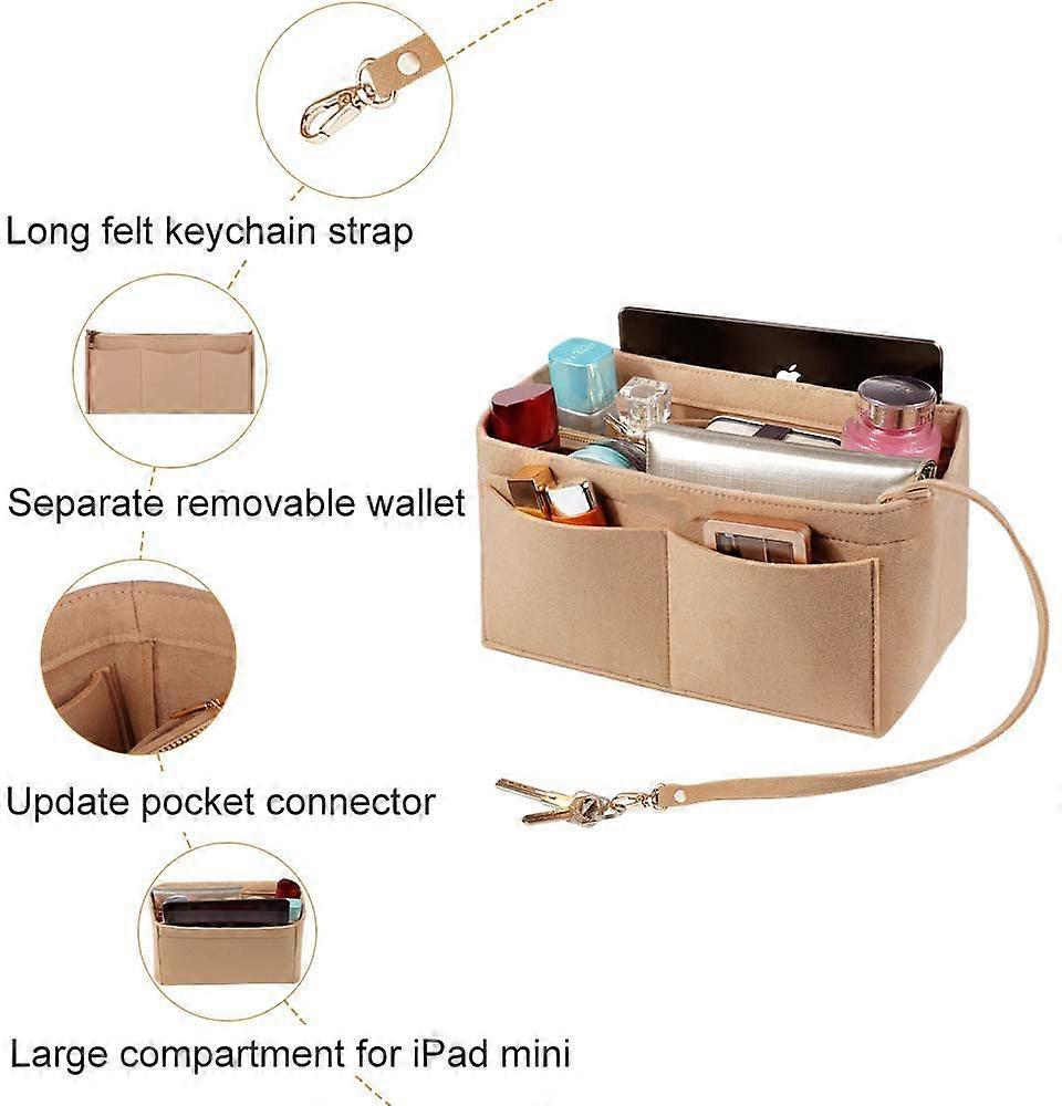 thumbnail image 2 of Detachable Purse Organizer Insert With Zipper – Gray Tote Bag Organizer – Women's 2 of 5