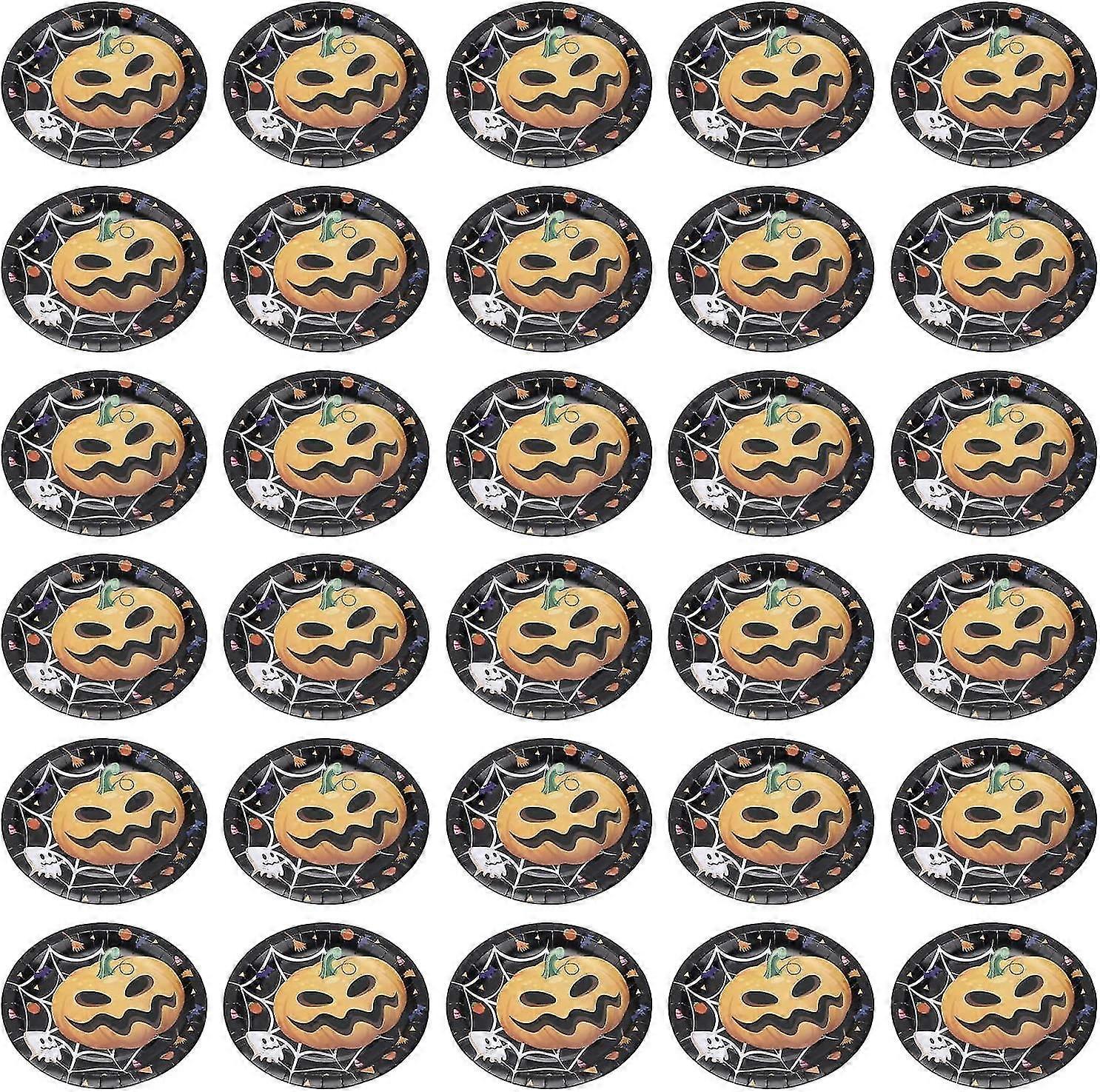 30 Pcs 7,3 Polegadas Dinnerware Dinnerware Set Halloween Pumpkin Paper Plates, serve, Pratos Descartáveis